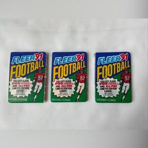 1991 Fleer Football Sealed Wax Pack Lot of 3 Packs